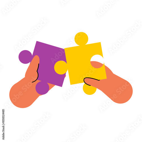 Business Hand Illustration 1 Hand Holding Puzzle