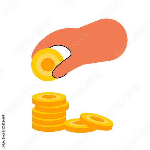 Business Hand Illustration 1 Hand Holding Coins