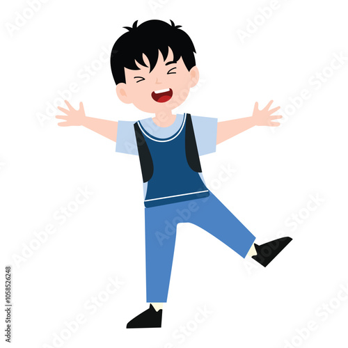 adorable boy uniform school angry, happy, variant exspression and pose. student wearing uniform character collection