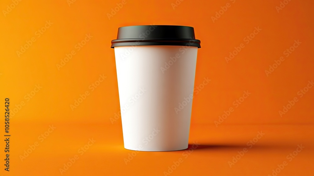 A blank coffee cup in a front view isolated on an orange background offers a simple yet engaging visual. This blank coffee cup can be utilized for various creative designs and concepts. A blank coffee cup in a front view isolated on an orange background offers a simple yet engaging visual. This blank coffee cup can be utilized for various creative designs and concepts.