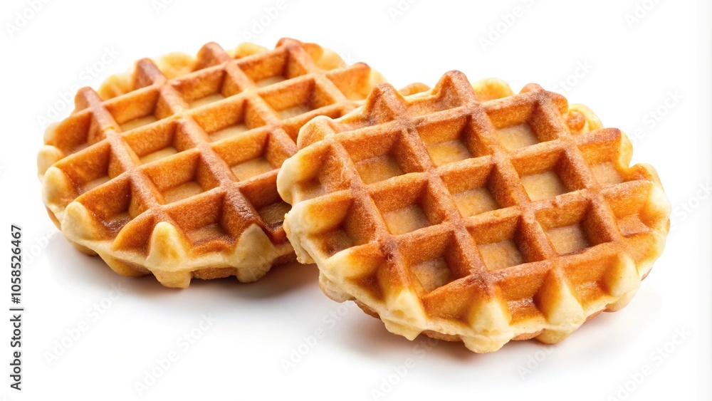 Medium shot of Liege Belgian waffle isolated on white background Medium shot of Liege Belgian waffle isolated on white background