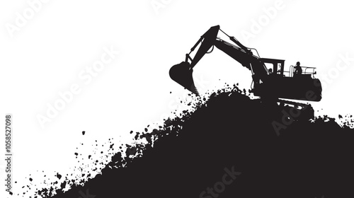  Crusher silhouette isolated on white background