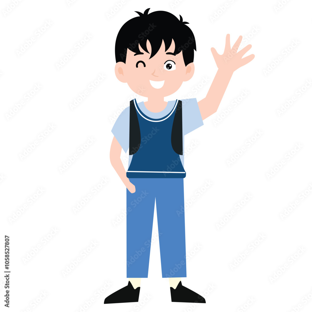funny little boy is crying, and posing with his hands folded on his waist.School kids collection. Group of cartoon multinational children in school uniform, standing with books and school bags. Isolat funny little boy is crying, and posing with his hands folded on his waist.School kids collection. Group of cartoon multinational children in school uniform, standing with books and school bags. Isolat