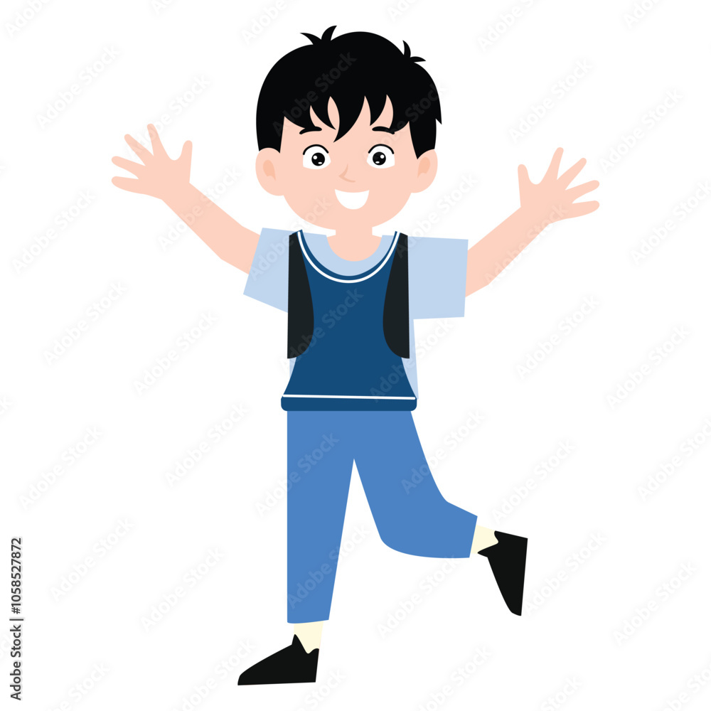 funny little boy is crying, and posing with his hands folded on his waist.School kids collection. Group of cartoon multinational children in school uniform, standing with books and school bags. Isolat funny little boy is crying, and posing with his hands folded on his waist.School kids collection. Group of cartoon multinational children in school uniform, standing with books and school bags. Isolat