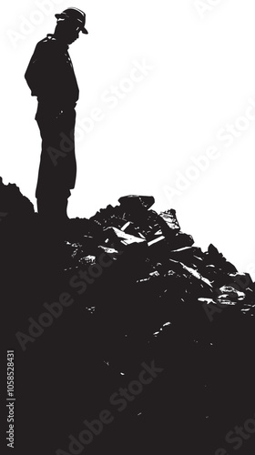  Crusher silhouette isolated on white background