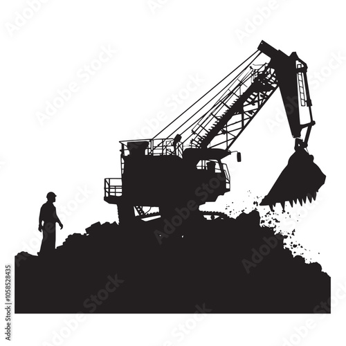  Crusher silhouette isolated on white background