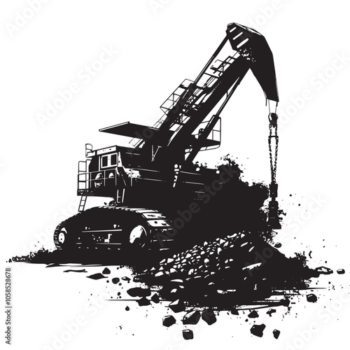  Crusher silhouette isolated on white background