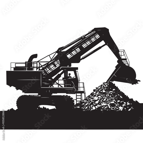  Crusher silhouette isolated on white background