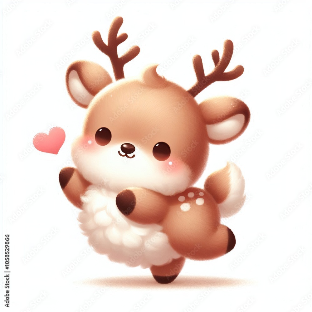 Cute fluffy reindeer doing mini heart pose Cute fluffy reindeer doing mini heart pose