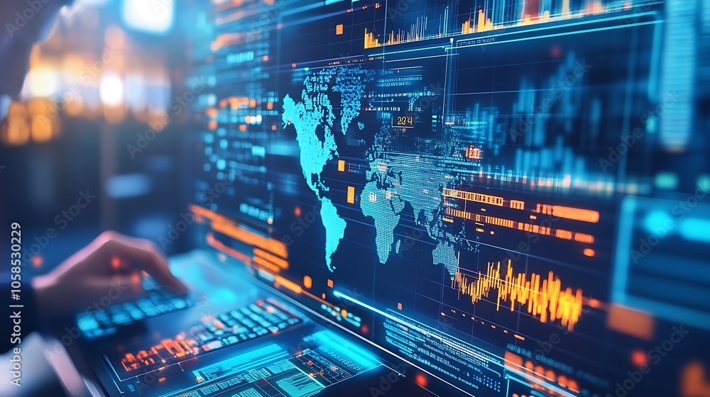 Obraz premium Global Network Data Analysis Plain Textured Background for Web Design and Copy