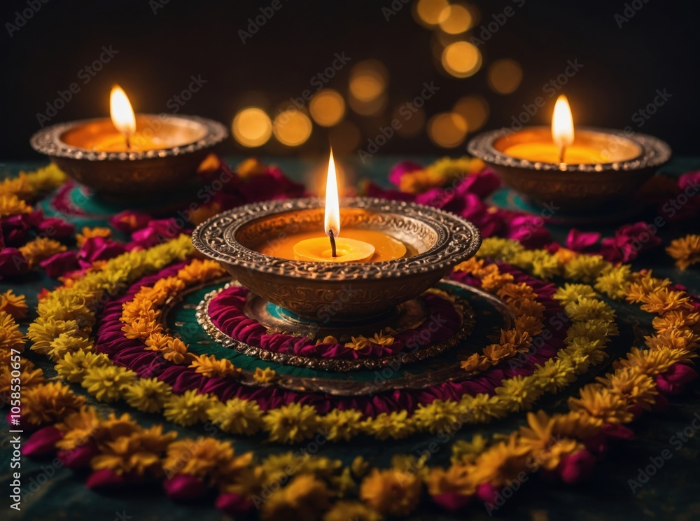 The warm and inviting atmosphere of Diwali is created with beautifully decorated homes and festive lights The warm and inviting atmosphere of Diwali is created with beautifully decorated homes and festive lights