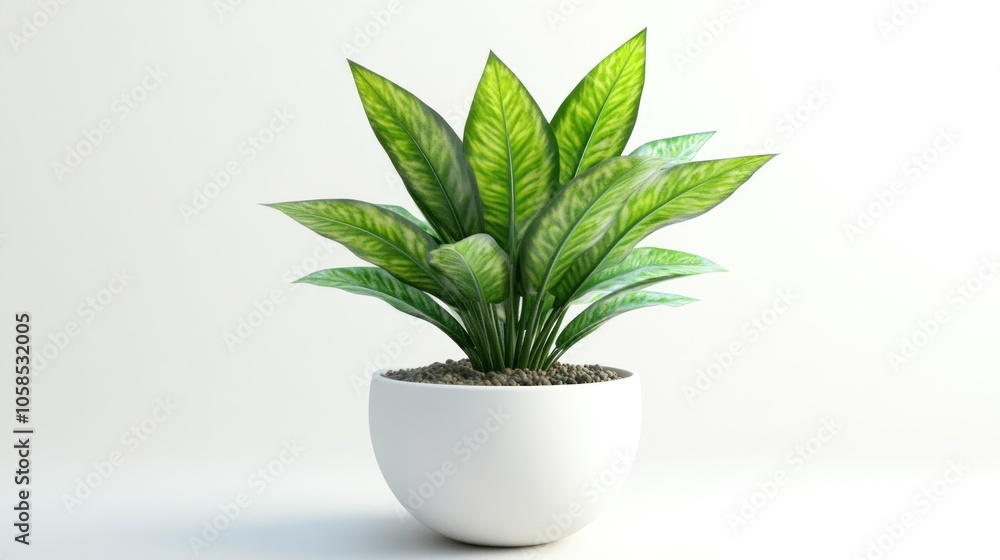 Green Plant in a White Pot Green Plant in a White Pot