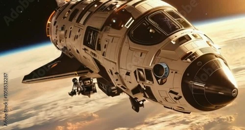 Wallpaper Mural rocket in space, space ship in space, spacecraft moving among asteroids, The concept of space exploration,  Torontodigital.ca