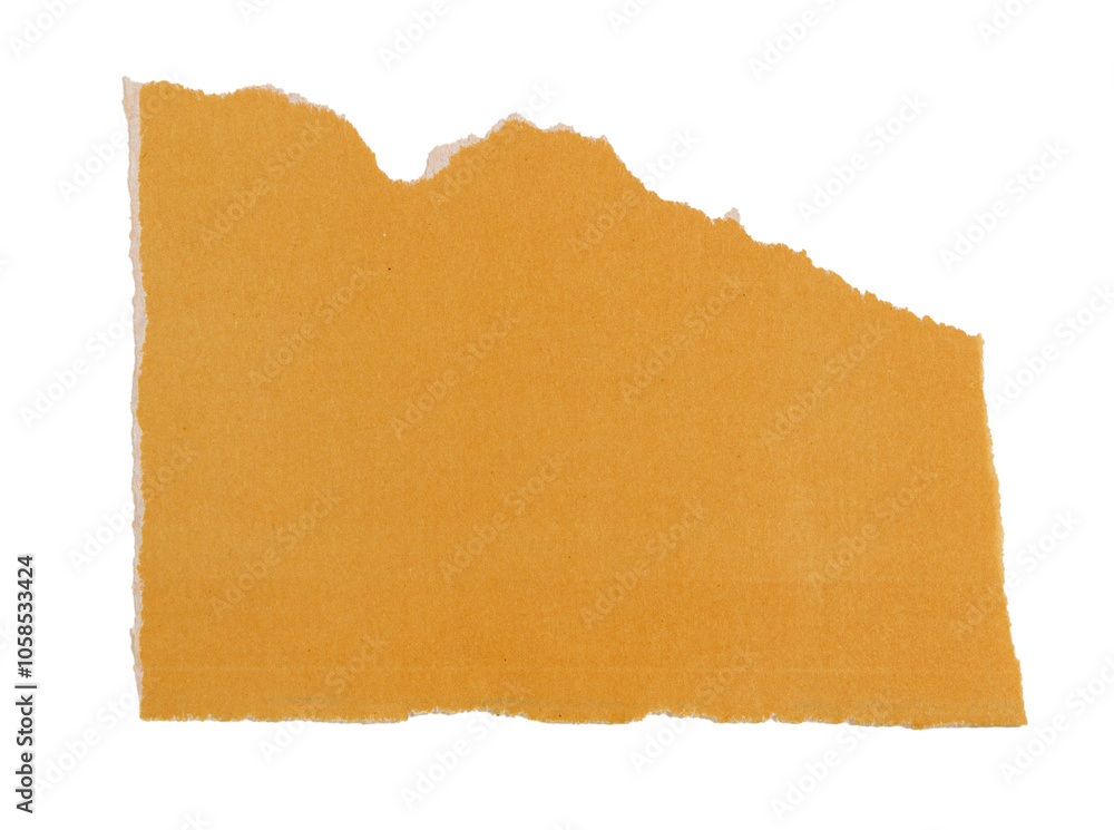 Obraz premium Isolated torn orange pieces of matte paper with copy space on white background