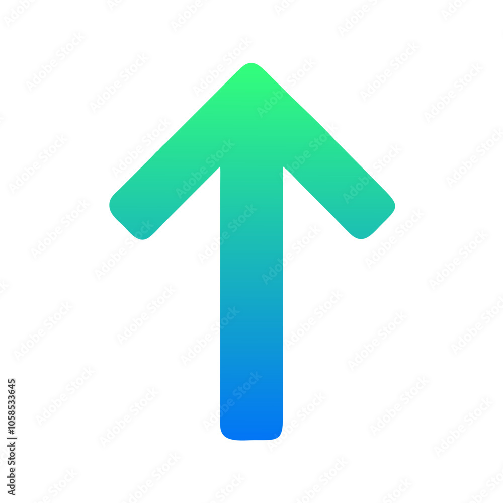 Gradient upward arrow with green to blue transition
Gradient upward arrow with green to blue transition