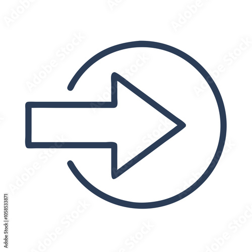 Navy blue arrow inside a circle icon pointing to the right

