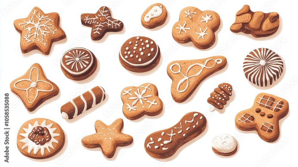 Whimsical Christmas Cookies Illustration Whimsical Christmas Cookies Illustration