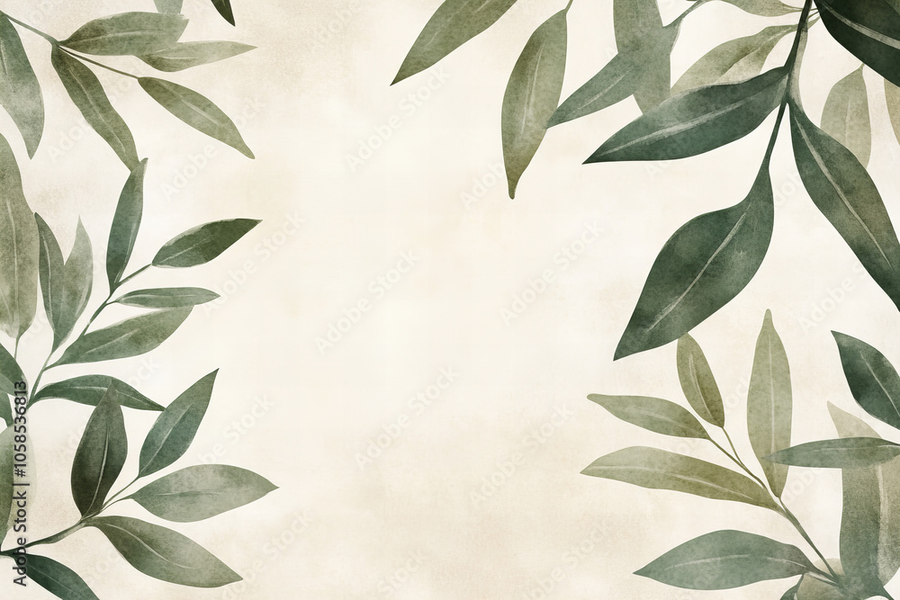 Elegant Green Foliage on Natural Background with Ample Copy Space – Minimalist Botanical Design Perfect for Text Placement and Eco-Friendly Concepts Elegant Green Foliage on Natural Background with Ample Copy Space – Minimalist Botanical Design Perfect for Text Placement and Eco-Friendly Concepts