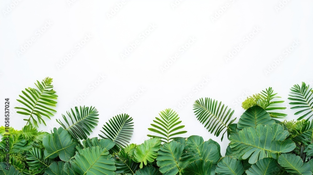 Mimosa pudica plant captured in a photo, highlighting the unique characteristics of its tropical green leaf branches against a clean white background with ample copy space. Mimosa pudica plant captured in a photo, highlighting the unique characteristics of its tropical green leaf branches against a clean white background with ample copy space.