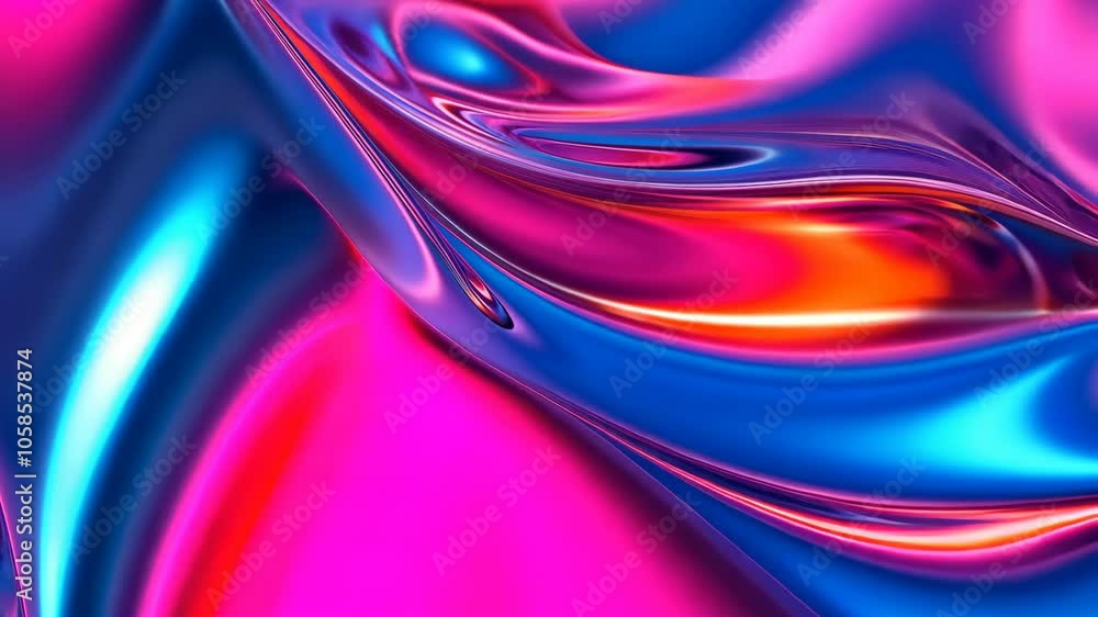 A close-up of iridescent, blue and pink fabric with a bright, orange highlight in the middle