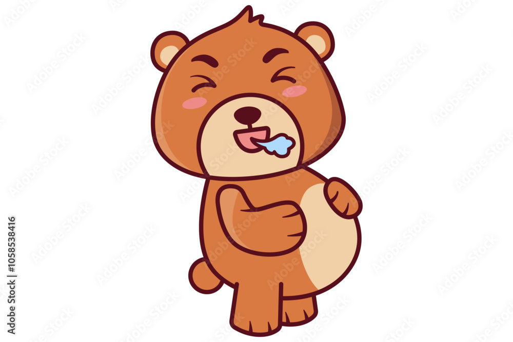 Cute Bear Touching its Belly Illustration Cute Bear Touching its Belly Illustration