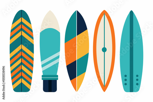surfboard element collection white background