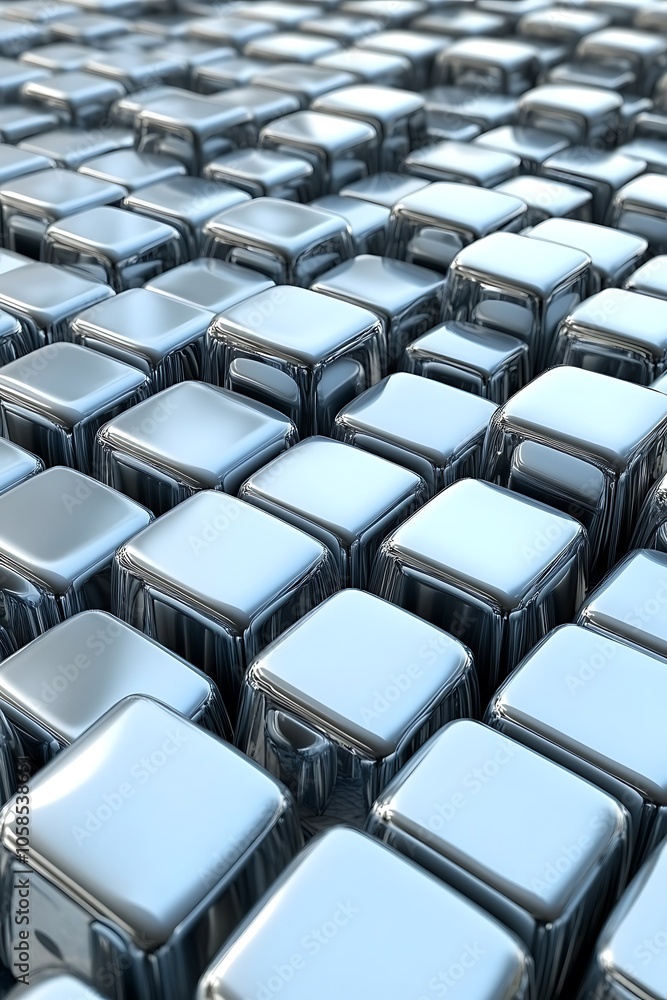 Naklejka premium Shiny Metal Cubes Pattern Background Subtle Blur Background with Space for Custom Text