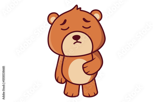 Cute Sad Bear Holding Its Belly Illustration