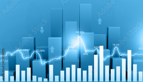 stock market financial chart graph. 3d illustration