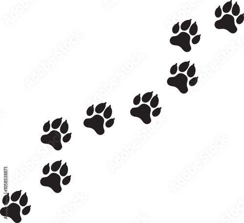 Simple Dog Paw Print Illustration on White Background Perfect for Pet Inspired Designs