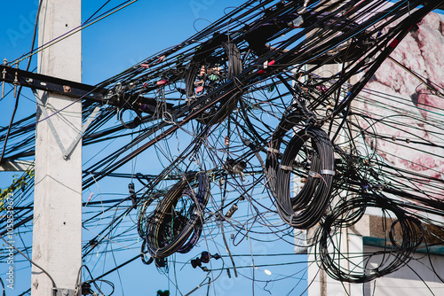 Photography Electrical wires that are tangled and unorganized can cause danger
