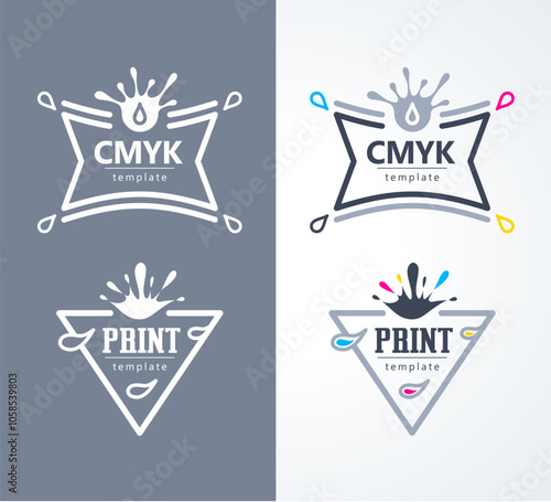 Set Logo CMYK Style Drops inks. Template design vector.