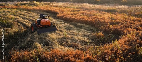 Orange Tractor in a Field