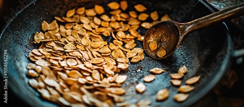 Roasted Pumpkin Seeds in a Pan