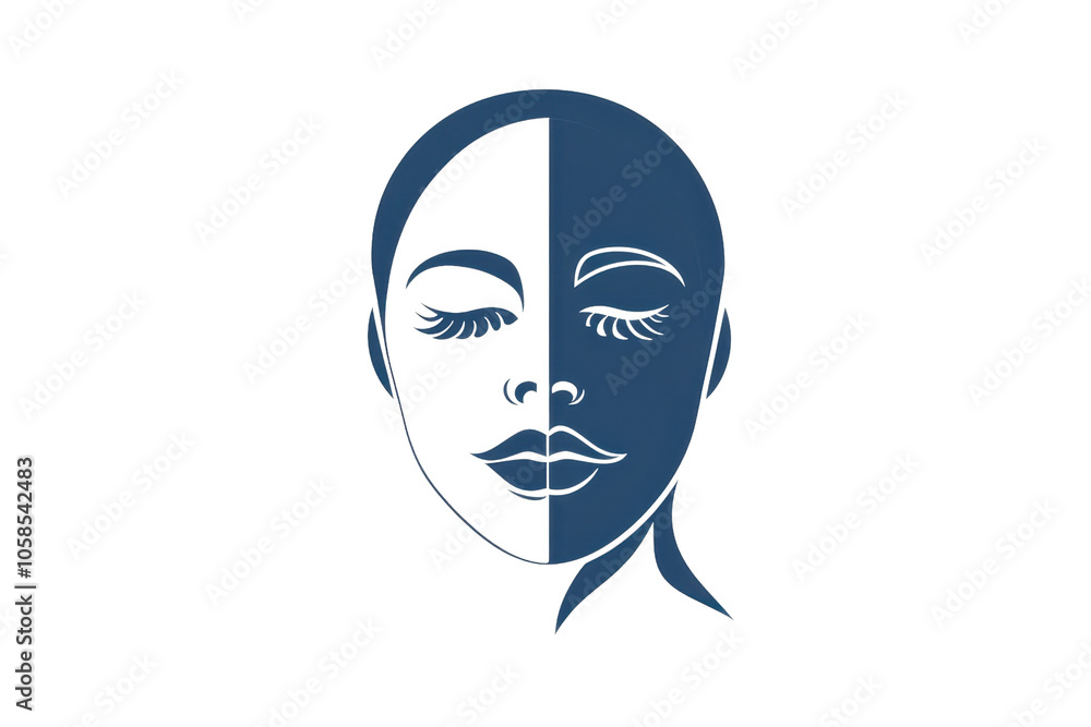 Abstract facial line art design symbolizing beauty, symmetry, and elegance. Minimalist vector illustration of a serene face. Abstract facial line art design symbolizing beauty, symmetry, and elegance. Minimalist vector illustration of a serene face.