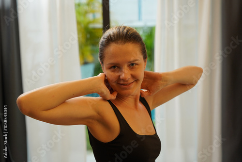Free Download A young woman is enjoying a wonderfully serene morning in her bedroomnd  - GFXLoad
