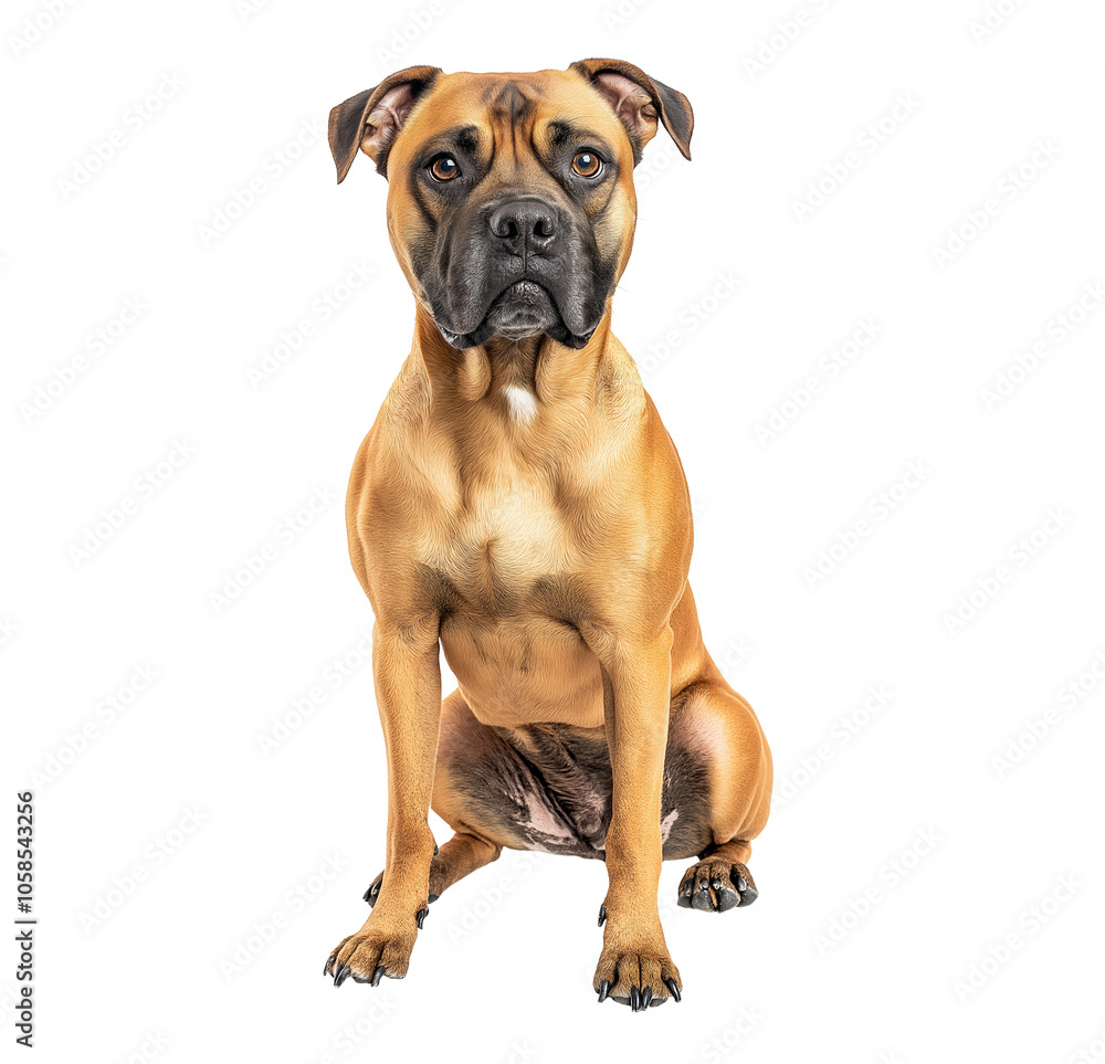 A stunning portrait of a Boxer dog sitting gracefully. This strong and playful breed is known for its affectionate nature, making it a perfect family companion. A stunning portrait of a Boxer dog sitting gracefully. This strong and playful breed is known for its affectionate nature, making it a perfect family companion.