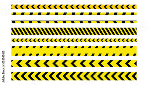 Warning tape collection. danger tape. caution tape. under construction. police stripe border. caution yellow warning tapes isolated on white background. restriction and prohibition zones sellotape