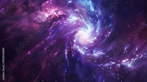 A swirling galaxy of colors with bright stars twinkling amidst deep blues and purples, creating a cosmic wonder.