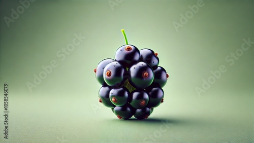 Lifelike Blackcurrant on Green