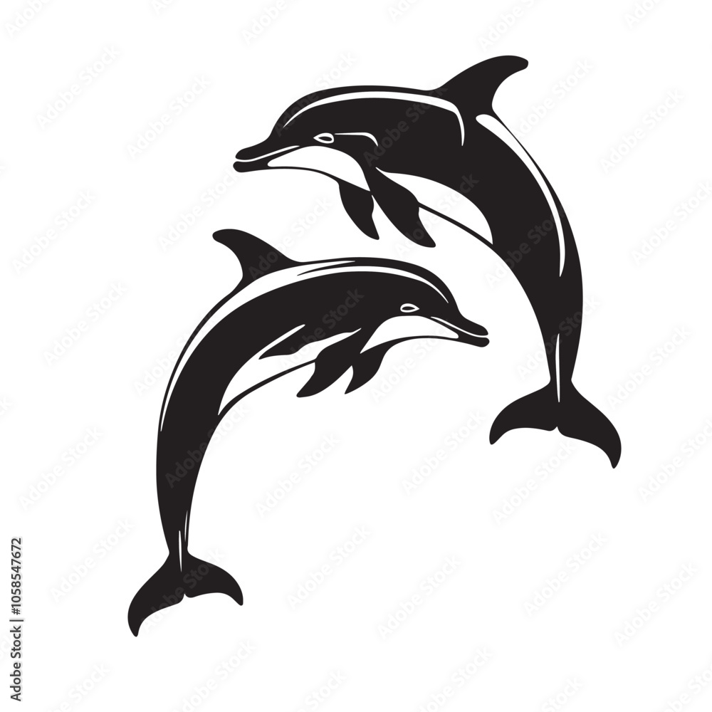 Naklejka premium Dolphins silhouette isolated in White background