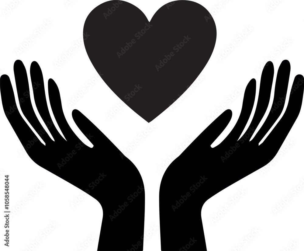 Fototapeta premium Silhouette love on hand 