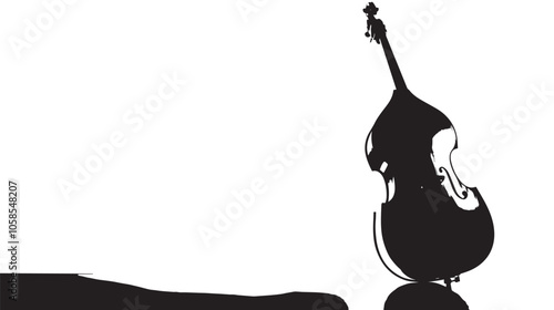 Double bass silhouette isolated on white background 