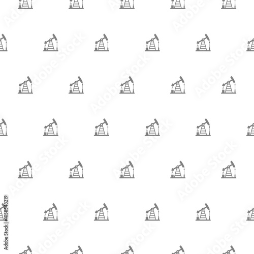 Oil pump or pump jack icon isolated seamless pattern on white background