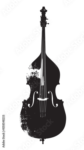 Double bass silhouette isolated on white background 