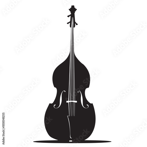 Double bass silhouette isolated on white background 