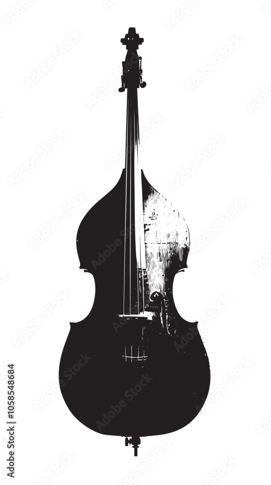 Fototapeta premium Double bass silhouette isolated on white background 