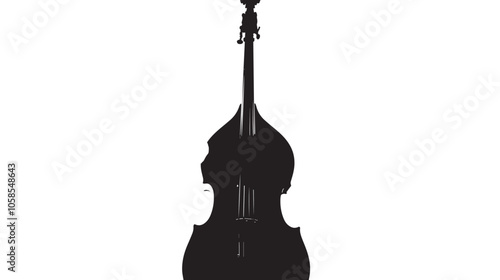 Double bass silhouette isolated on white background 