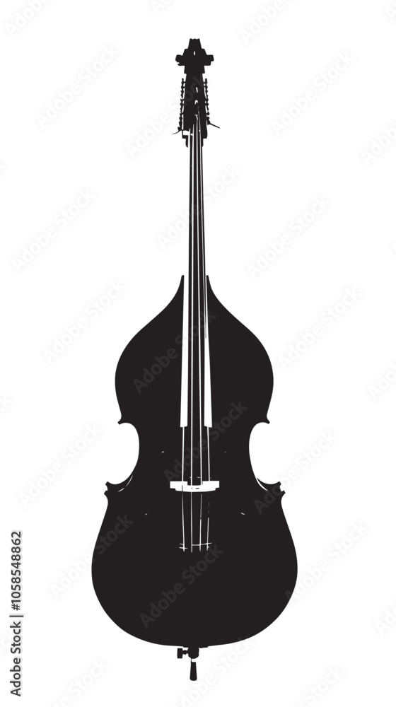 Fototapeta premium Double bass silhouette isolated on white background