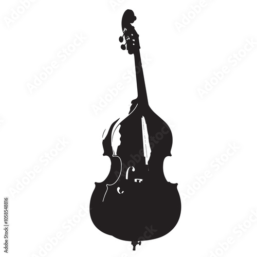 Double bass silhouette isolated on white background 